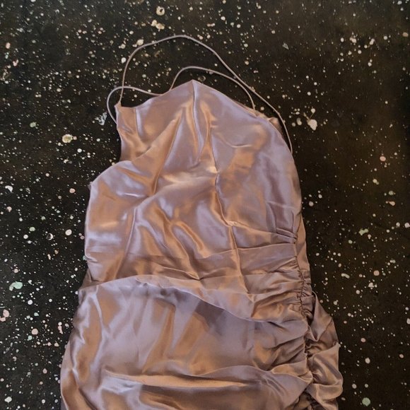 The Sei Twist Cowl Ruched Mini Dress Shell Pink Silk Open Back - Picture 7 of 7